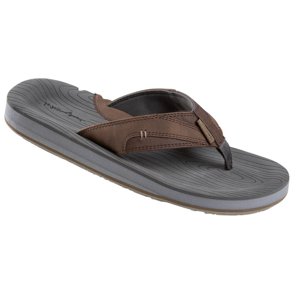 Maui & Sons Drifter Men's Sandals Flip Flop Charcoal Combo Sandal Size 10